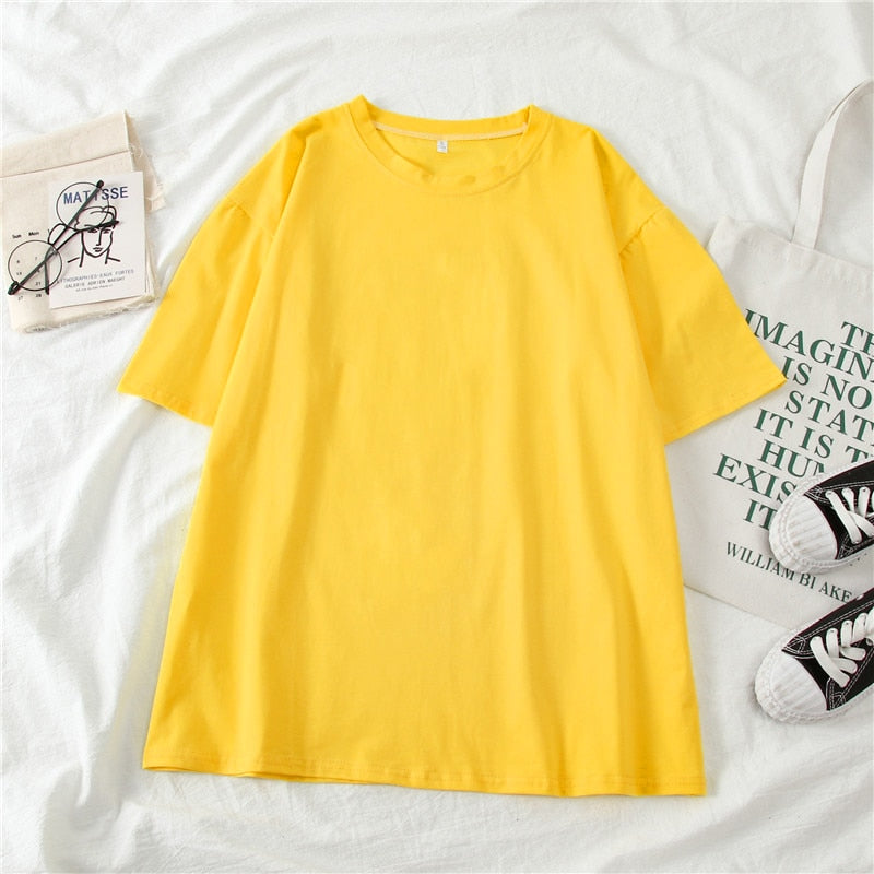 Summer T-shirt Women Candy Oversize Boyfriend Style Tops