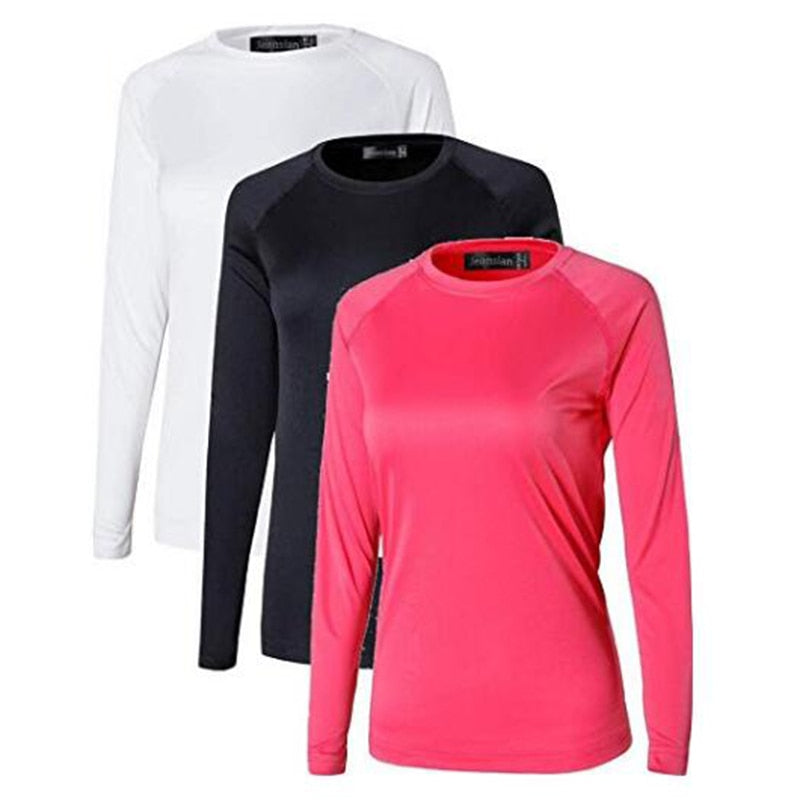 Jeansian 3 Pack Womens UPF50 + UV Outdoor Sport Tee Shirt T-Shirt Tshirt Long Sleeve Sun Protection SWT246 PackF