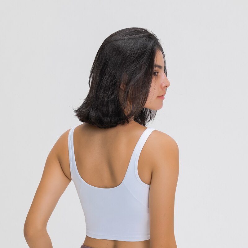 Women Crop Tank with Shelf Built In Bra Workout Top