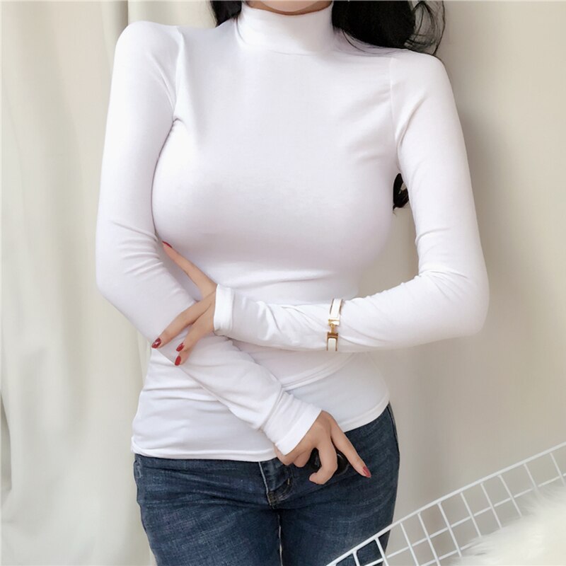 Half Turtleneck T Shirt Women High Elasticity Sexy Club