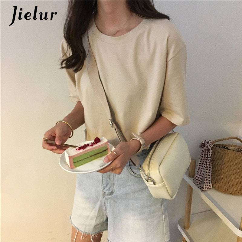 Tee Shirt 15 Solid Color Basic T Shirt Women Casual O-neck