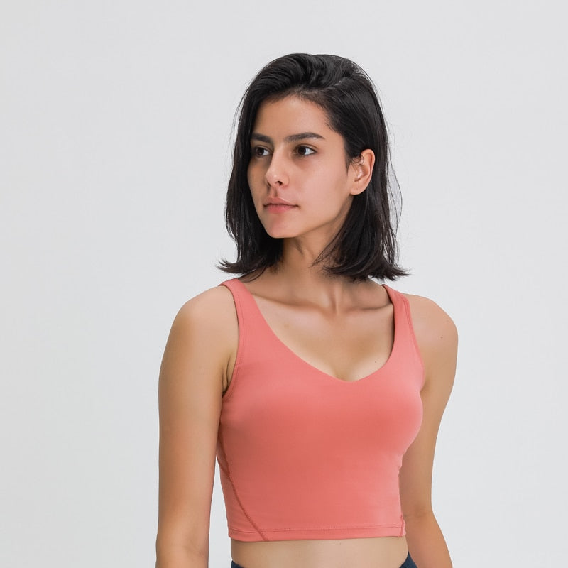 Women Crop Tank with Shelf Built In Bra Workout Top