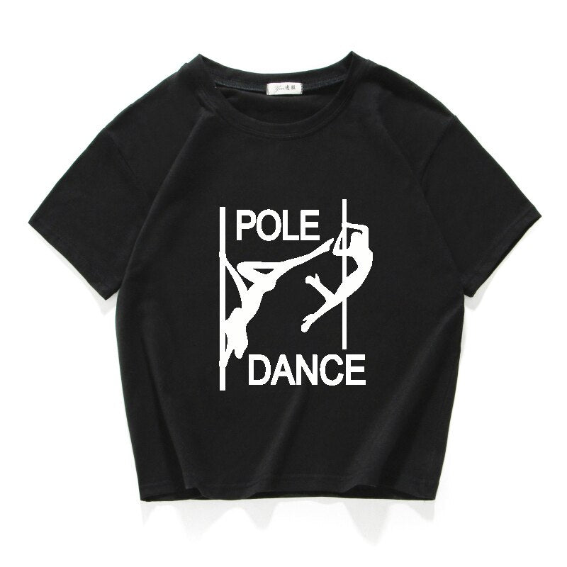 pole dance graphic funny casual women crop top 100% cotton short T Shirt Women Camisetas Verano Mujer women clothes harajuku