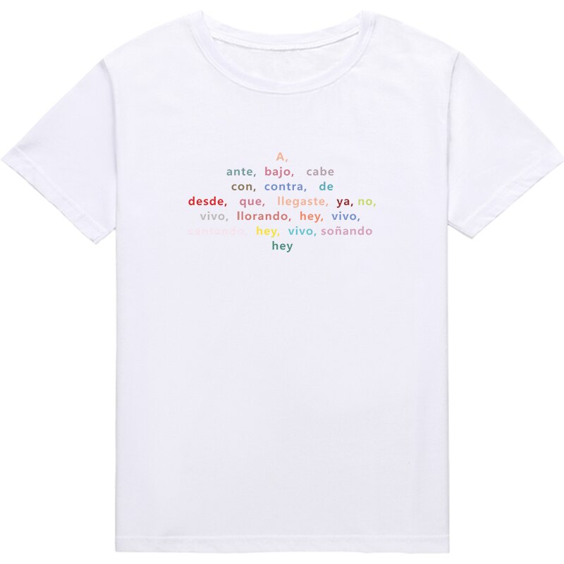 Fashion Spanish T-shirts Women Casual Tees Funny Letter Printed