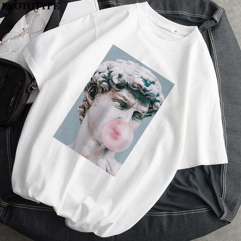 Women T-Shirt Monla Lisa Printed t-shirt Female Ulzzang Aesthetic T-Shirts with short sleeve Harajuku Tops Oversized t-shir