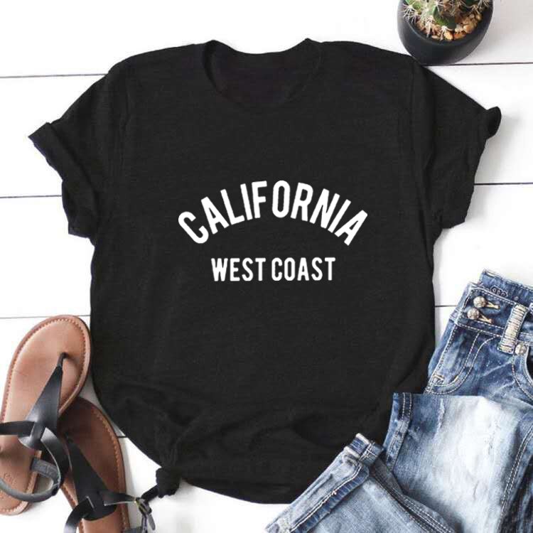 California West Coast Summer T Shirt Women Short Sleeve