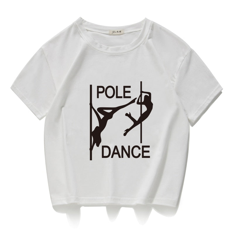 pole dance graphic funny casual women crop top 100% cotton short T Shirt Women Camisetas Verano Mujer women clothes harajuku