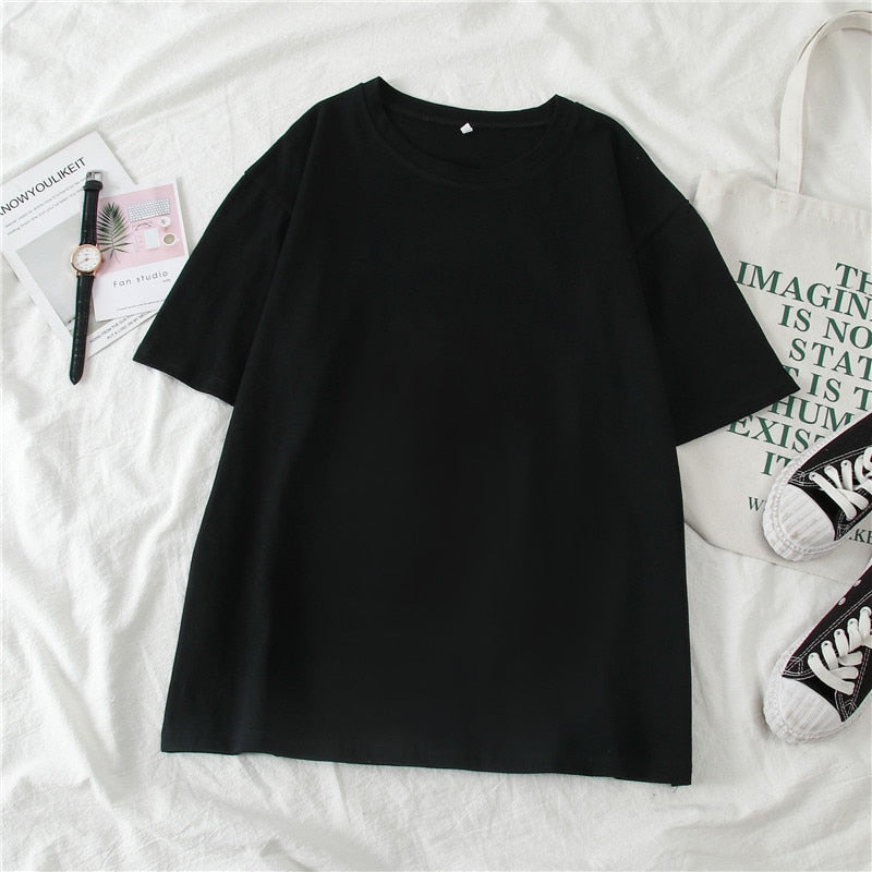 Summer T-shirt Women Candy Oversize Boyfriend Style Tops