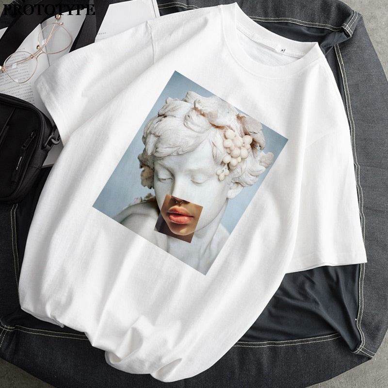 Women T-Shirt Monla Lisa Printed t-shirt Female Ulzzang Aesthetic T-Shirts with short sleeve Harajuku Tops Oversized t-shir