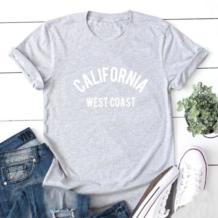 California West Coast Summer T Shirt Women Short Sleeve