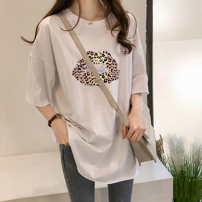 Korean Style Female T-shirt Pure Color M-XL Oversized Women Tops Harajuku Simple Basic Tee Shirt Feminina White Casual O-neck