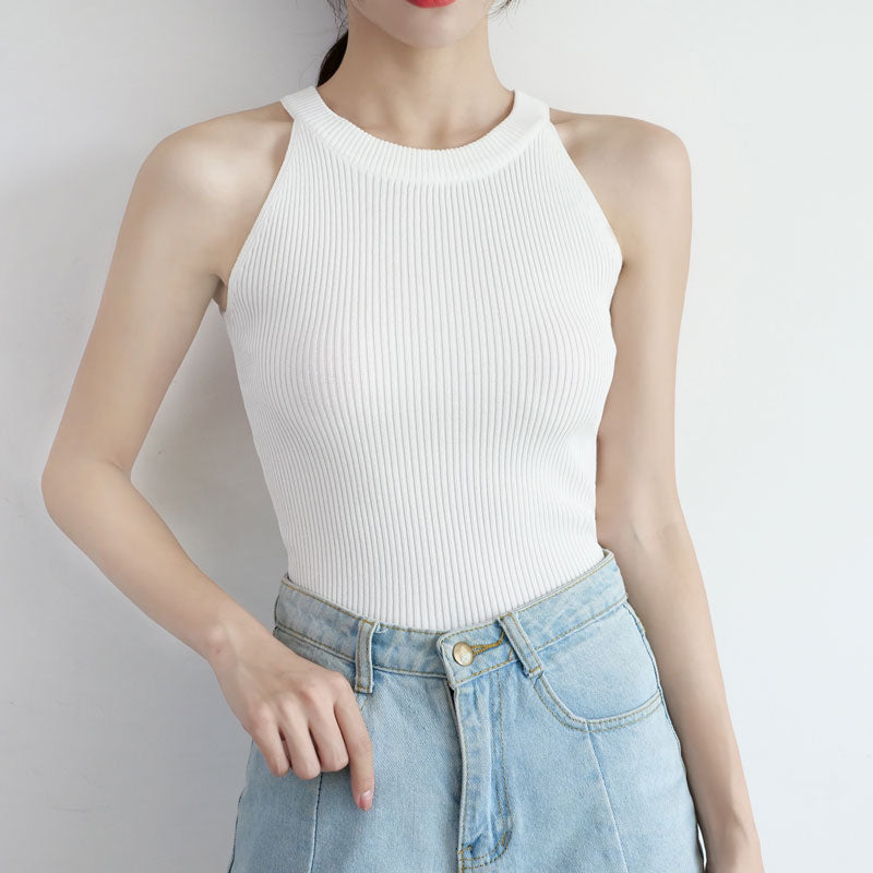 Women Crop Tops Black Knitted Off Shoulder Summer Tops