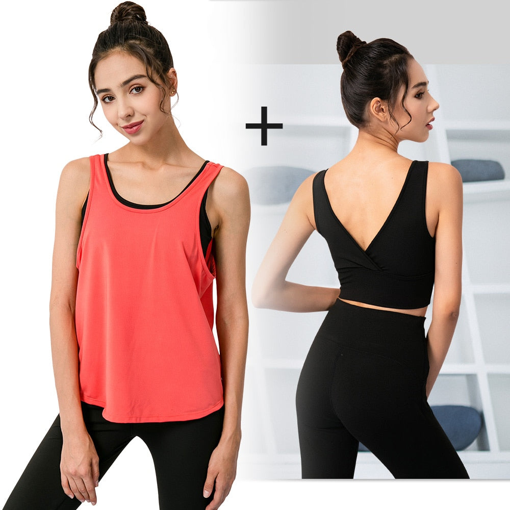 Sexy Breathable Yoga Shirts Loose Sports Fitness Sleeveless