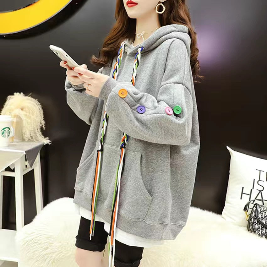 Polar fleece hooded spring and autumn casual hooded sweatshirt