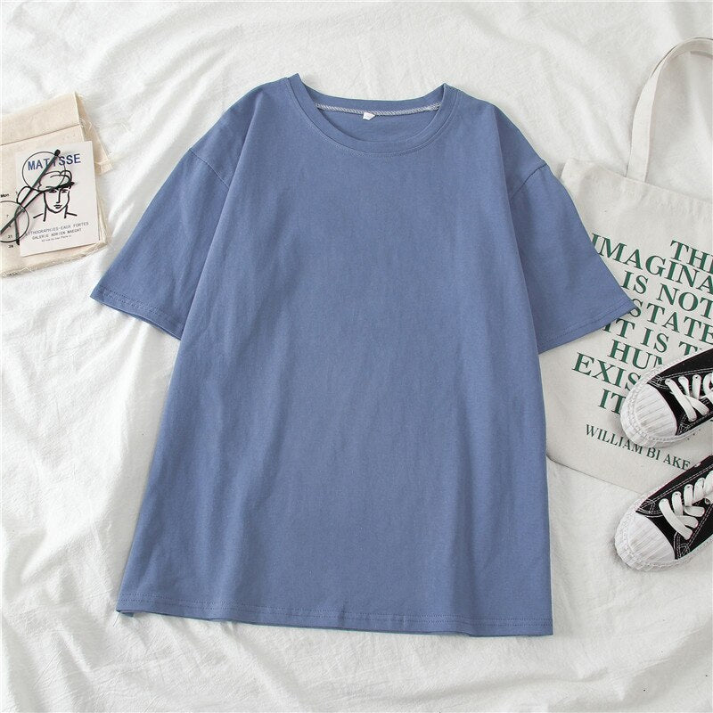 Summer T-shirt Women Candy Oversize Boyfriend Style Tops