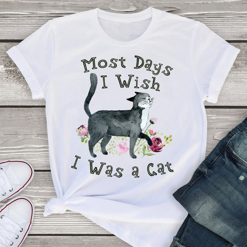 Women Graphic Short Sleeve Cartoon Dog Leopard