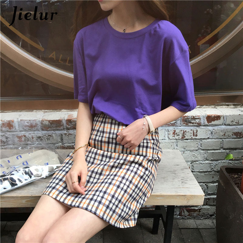 Tee Shirt 15 Solid Color Basic T Shirt Women Casual O-neck