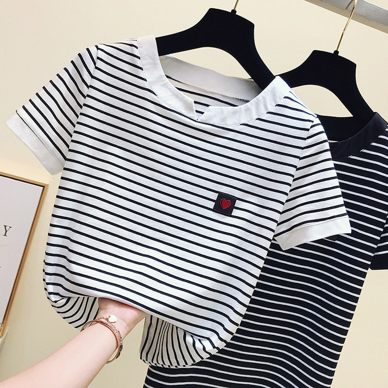 Tshirt Femme Stripe Female T Shirt Women Cotton Slim