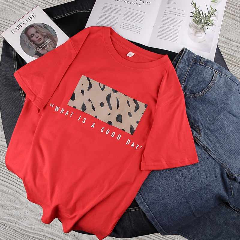 Hirsionsan Leopard Print T shirts Women 2019 Spring Summer Hot Tees Casual O-Neck Short Sleeve Harajuku Cool T-shirt Female Tops