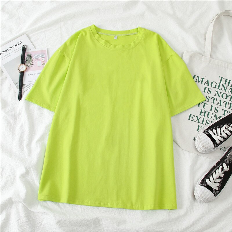 Summer T-shirt Women Candy Oversize Boyfriend Style Tops