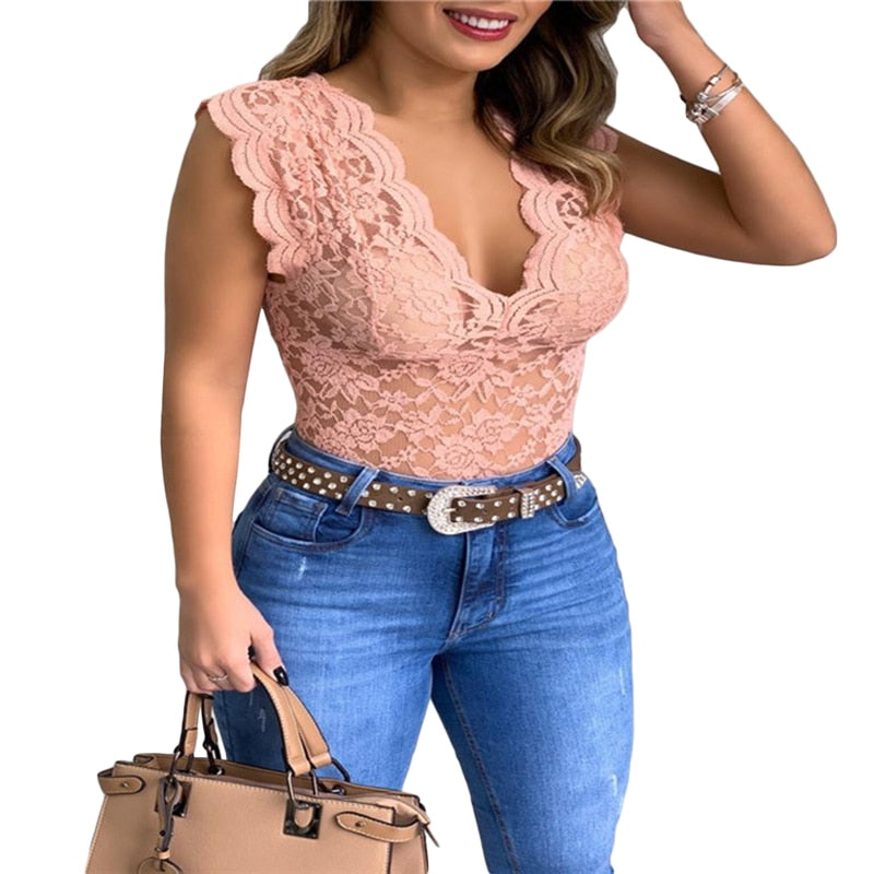 New Women Slim Tunic Lace V Neck T-shirt 2021 Sexy Elegant Summer Short Sleeve T Shirt Lace Flower Plus Size Tops T-shirts