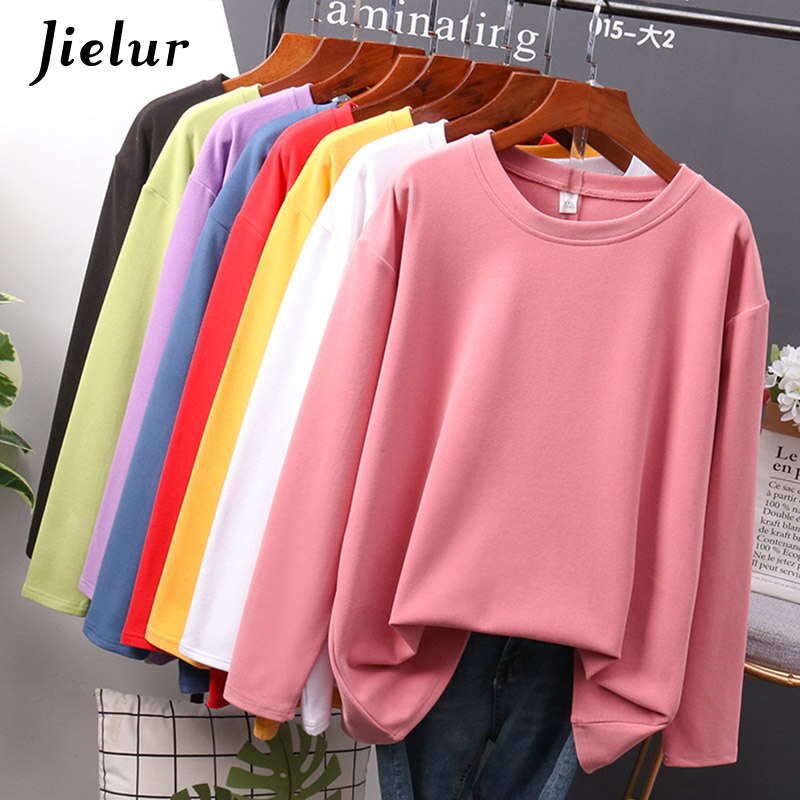 Autumn New T shirt Female Pure Color Slim Long Sleeve