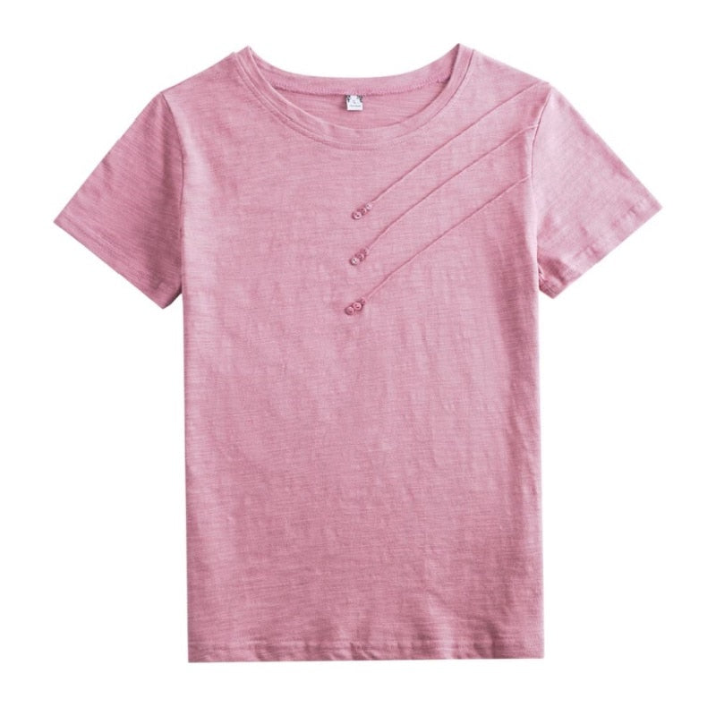 Short sleeve Summer Women Ribbed Cotton Tee-shirts