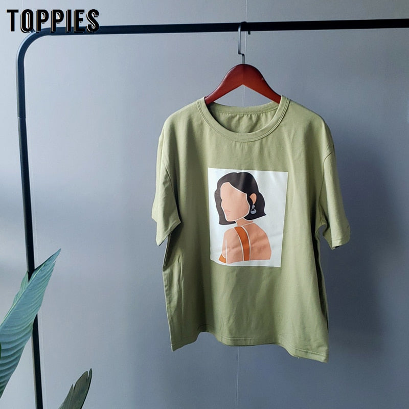 Summer character t-shirts fashion girls tops short sleeve