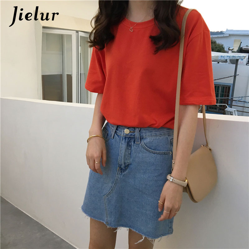 Tee Shirt 15 Solid Color Basic T Shirt Women Casual O-neck