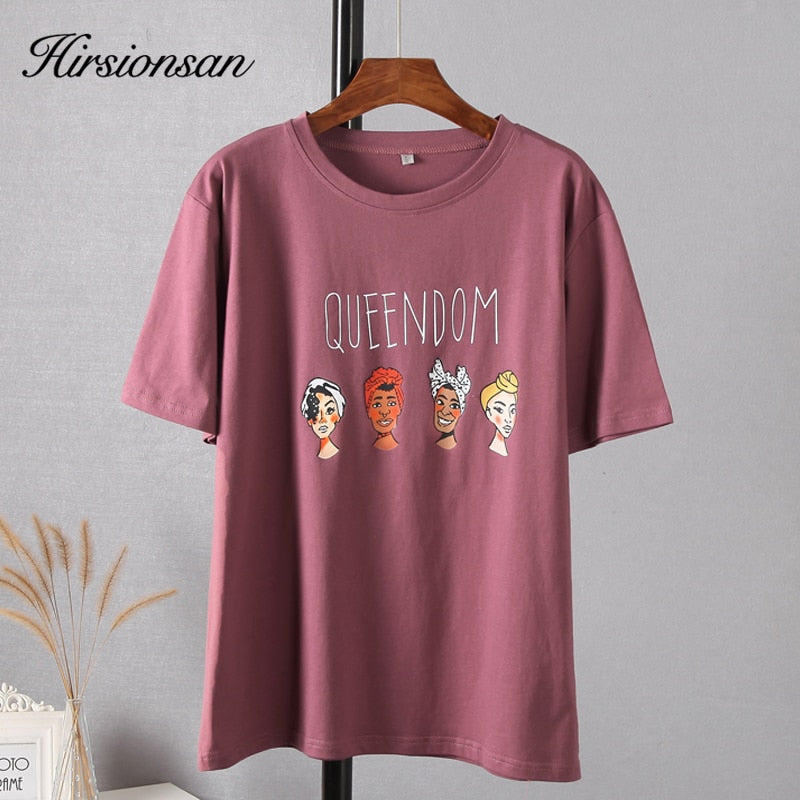 Hirsionsan Gothic Printed Women T Shirt 100% Cotton Short Sleeve Cartoon Graphic Female Soft Top Jumper Female Cusual Tees