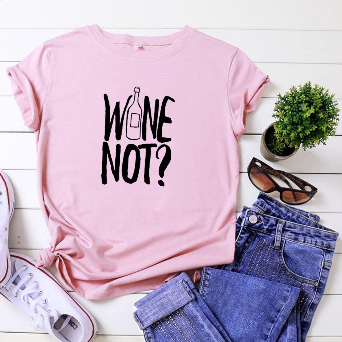 Wine Not Funny Tshirt Women Harajuku T Shirt Women Shrot Sleeve