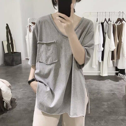 New Arrival Summer Korea Fashion Women V-neck Short Sleeve