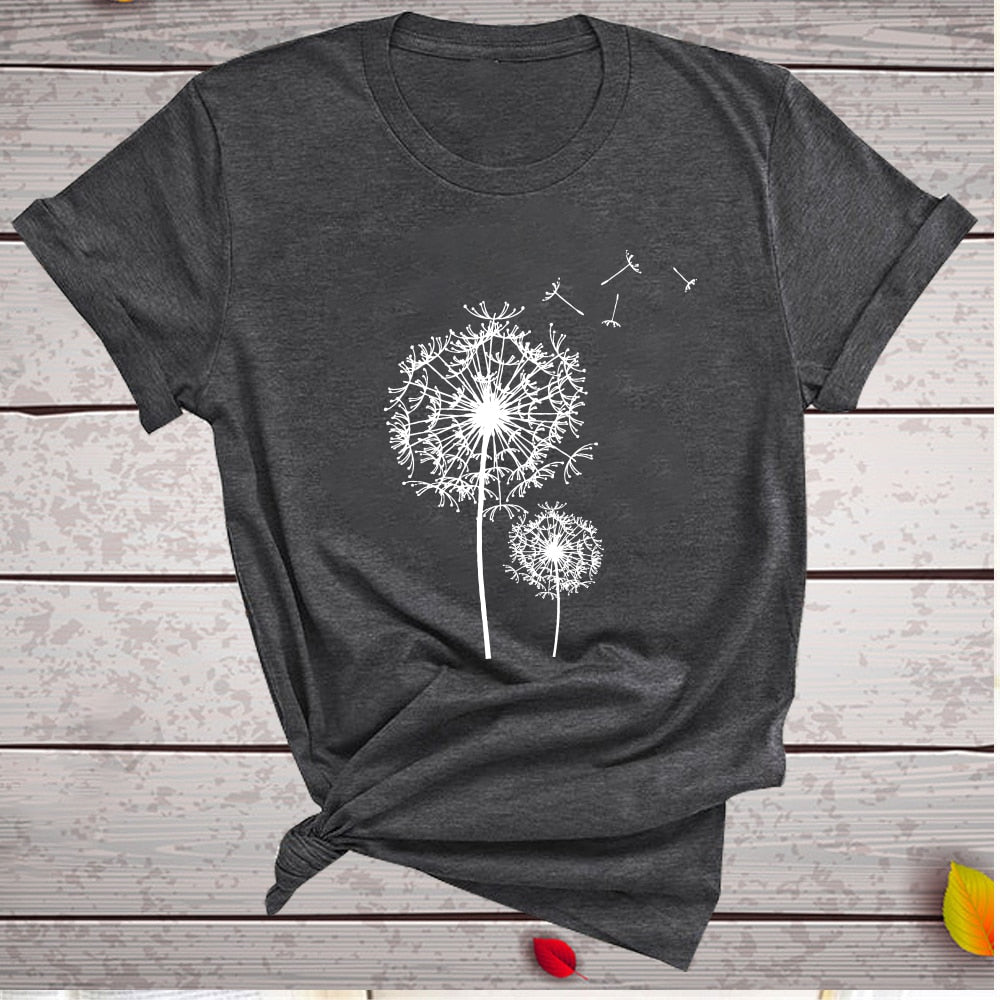 Dandelion Printed T-shirts Women T Shirt Summer