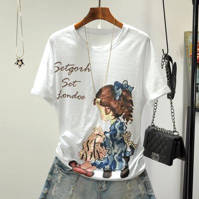 Summer England Style Short Sleeve Tees Tops Cartoon Kawaii