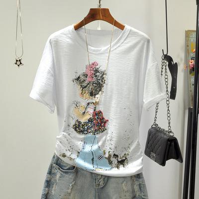 Summer England Style Short Sleeve Tees Tops Cartoon Kawaii