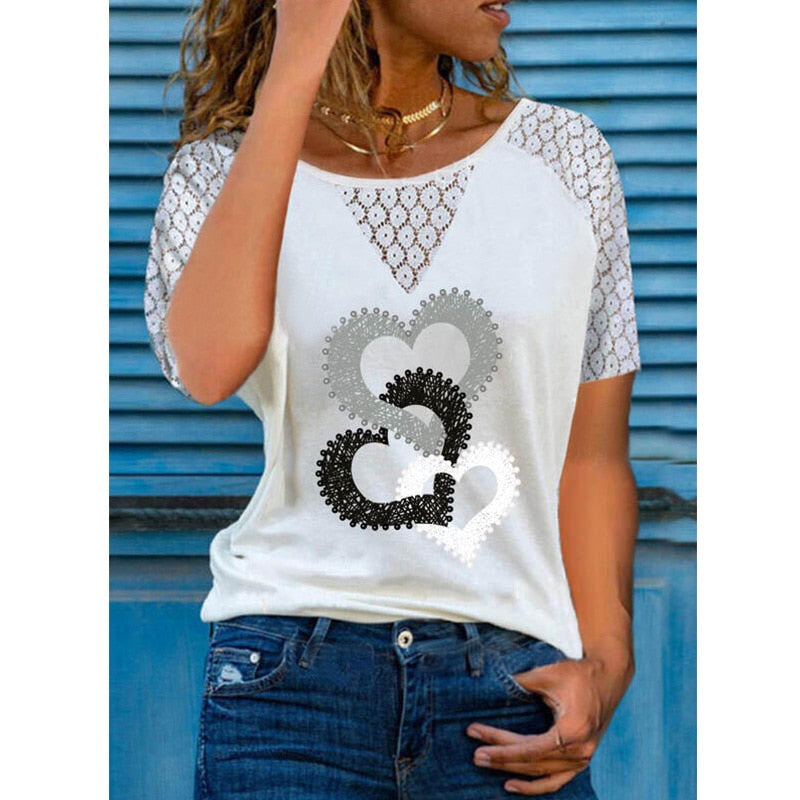 New Fashion Summer Women's Casual Round Neck T-shirt