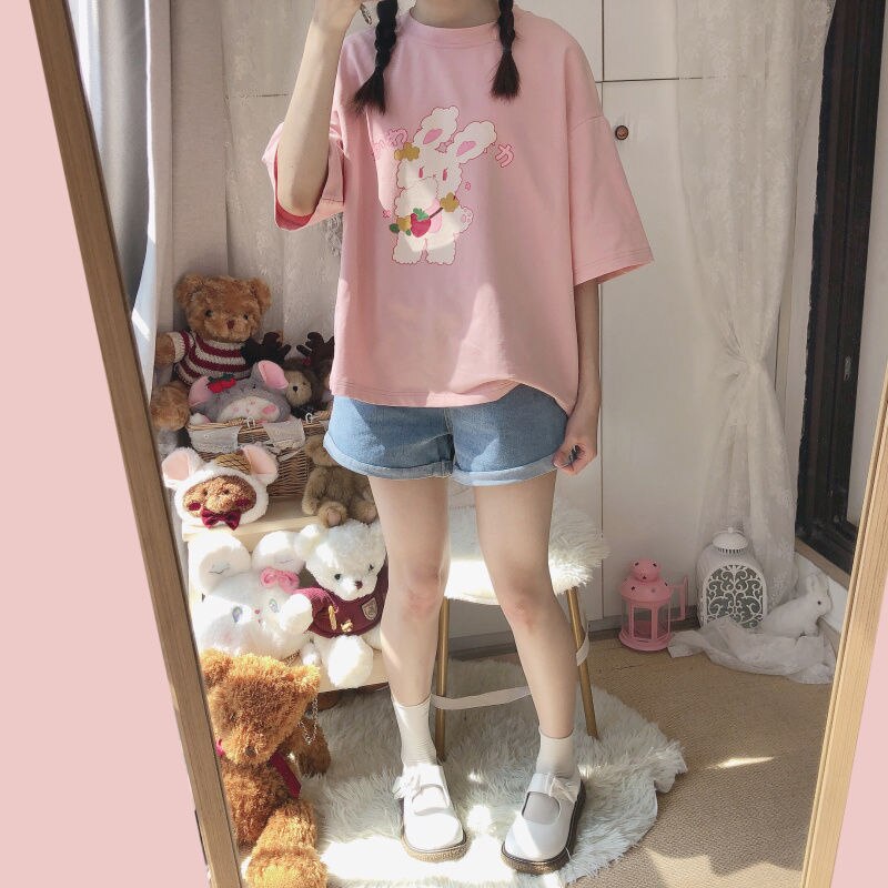 Kawaii T-shirt Women Spring Fashion Cute Print T Shirt