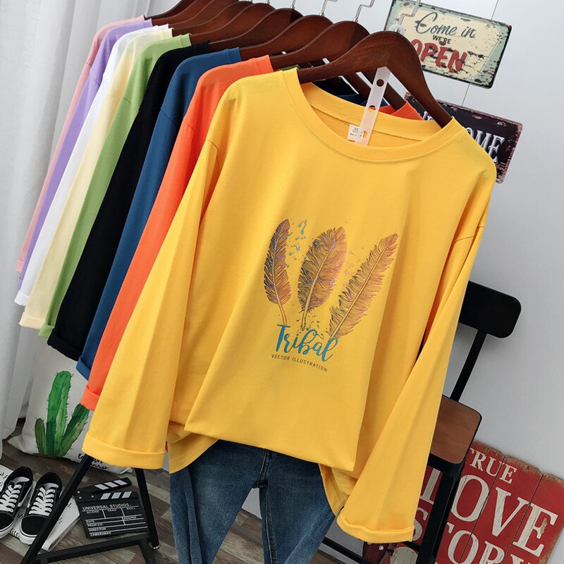 Plus Size Spring fashion Casual women Long sleeve T-shirt