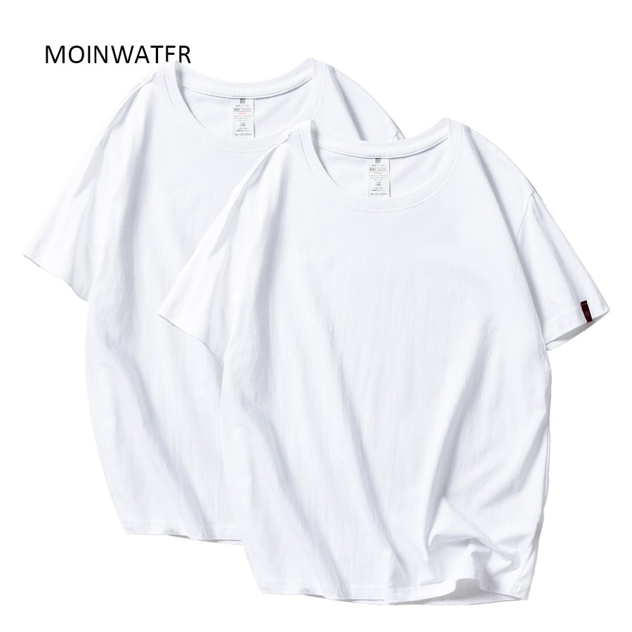 MOINWATER 2020 New Women T shirts 2 Pieces/pack Solid Casual 100% Cotton Comfortable T-shirts Lady Tees Short Sleeve Tops