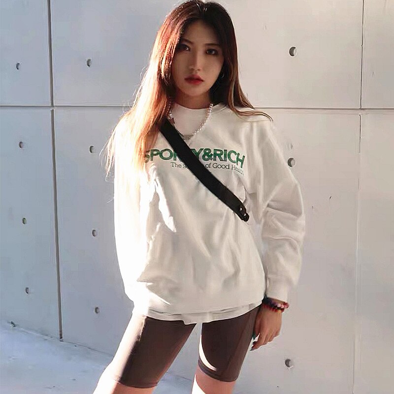 American Vintage Sporty Rich Letters Print White Cool Pullover