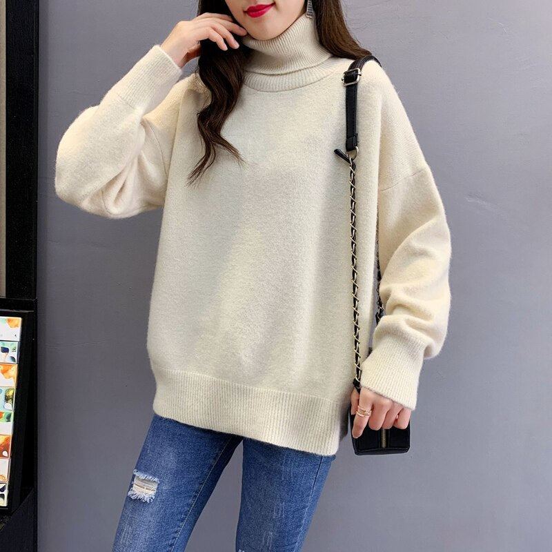 Warm Women's Sweaters Thick Autumn Winter Wool Sweater Oversize