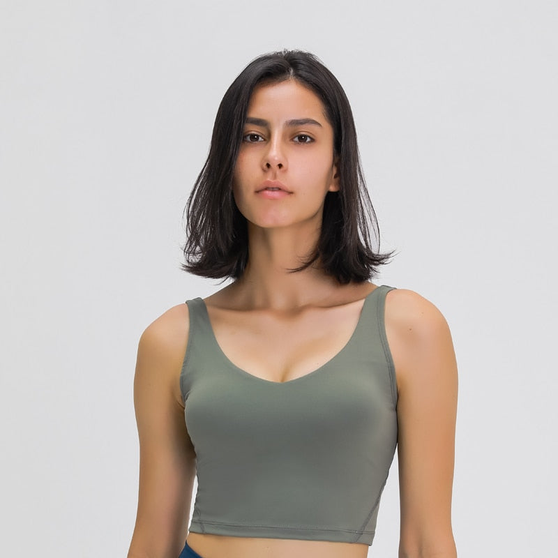 Women Crop Tank with Shelf Built In Bra Workout Top