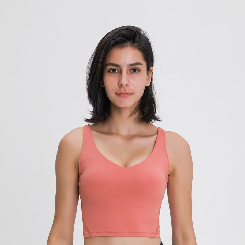 Women Crop Tank with Shelf Built In Bra Workout Top