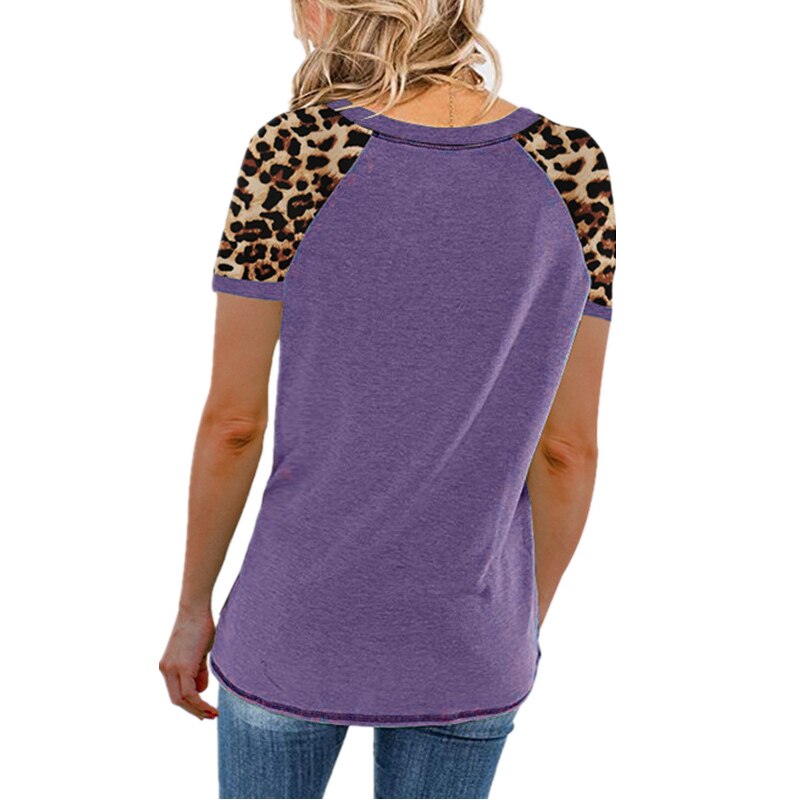 T-shirt Women Leopart O Neck Short Sleeve Tees Femme Tee