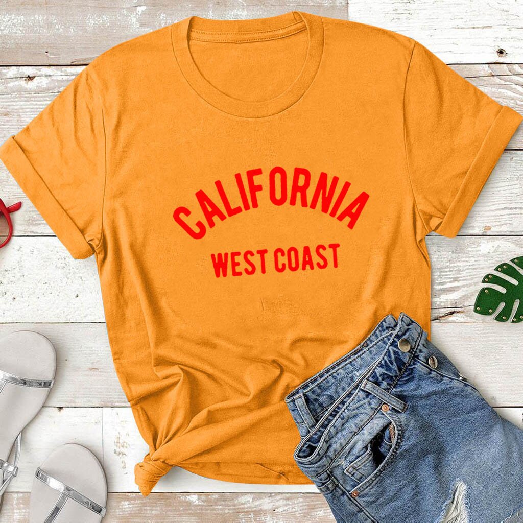 California West Coast Summer T Shirt Women Short Sleeve