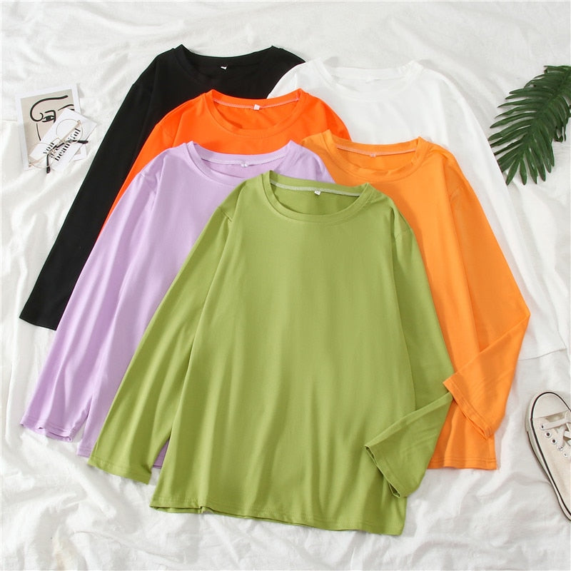 Summer T-shirt Women Candy Oversize Boyfriend Style Tops