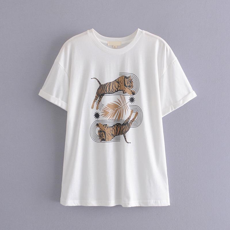 Wixra 2021 Spring Summer 100% Cotton Solid T Shirts Women O Neck Short Sleeve Femme Loose Print Tee Tops