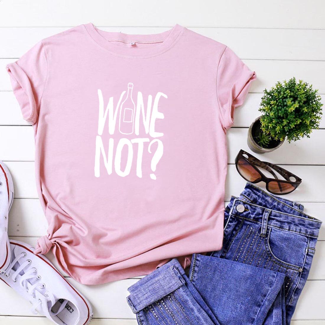 Wine Not Funny Tshirt Women Harajuku T Shirt Women Shrot Sleeve