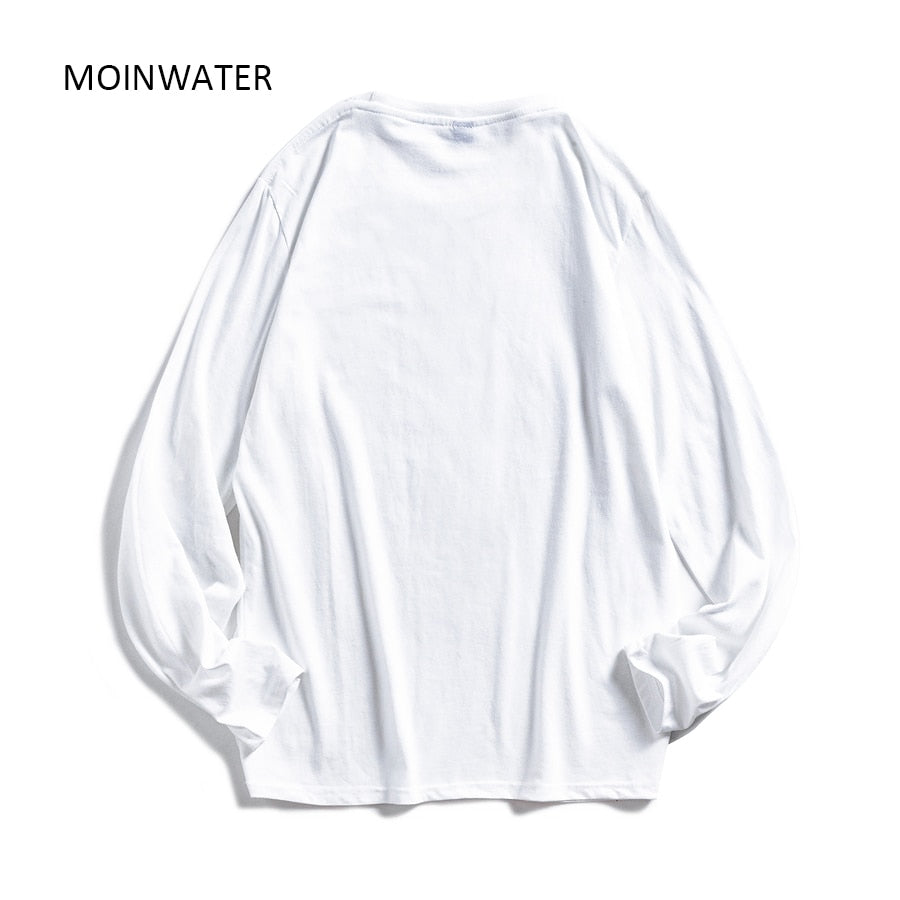 MOINWATER Women O-neck Long Sleeve T shirts Lady White Cotton Tops Female Soft Casual Tees Women's Black T-shirt MLT1901