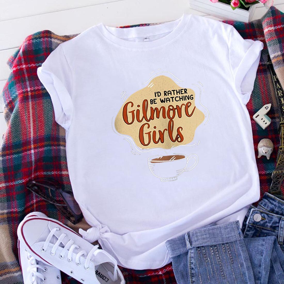 Girls Graphic T Shirts Women T-shirt Loose Camiseta Mujere